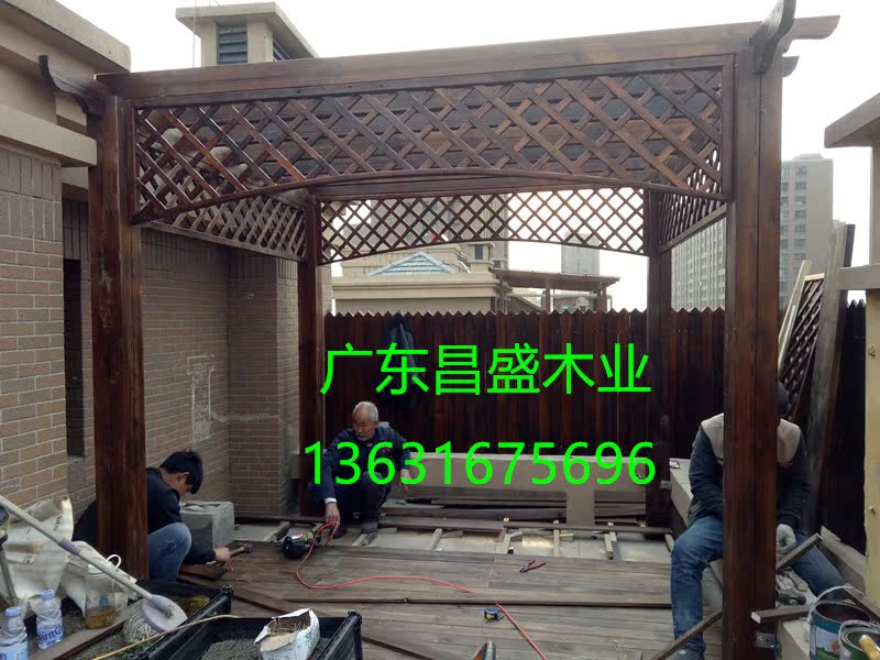 Embalming Wood Grape Rack Table And Chairs Flower Case Cold Kiosk Floor Mesh Fence Guard Rail Flower Case Terrace Patio Balcony Wooden House