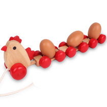 Kindergarten children student toys intellectual puzzle early education toys wooden pull small animal chick pull three eggs