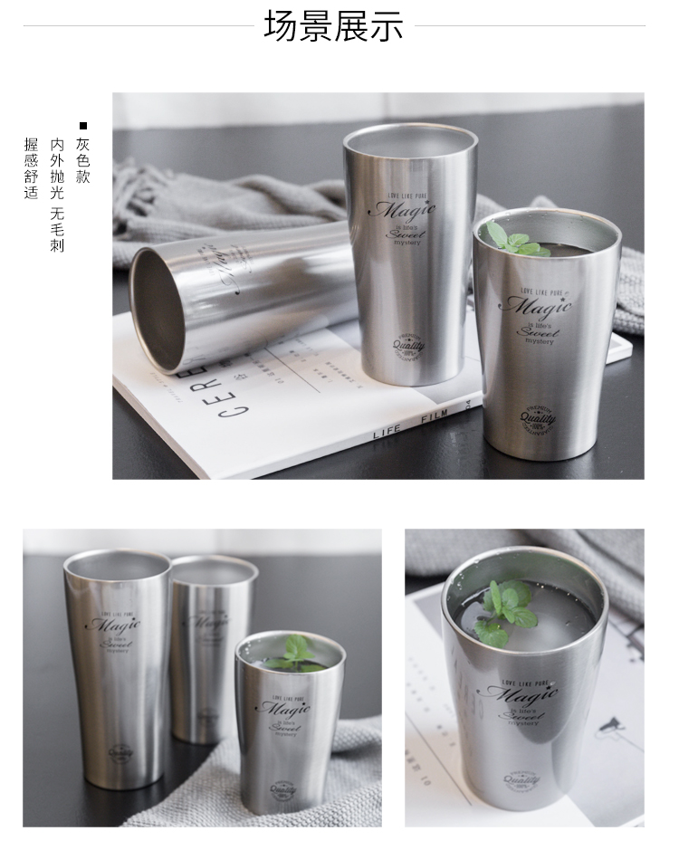 Liyang tách trà cách nhiệt Nhật Bản đôi inox kinh doanh chống rơi tách nhẹ ly bia sang trọng mở lạnh - Tách bình đựng nước inox