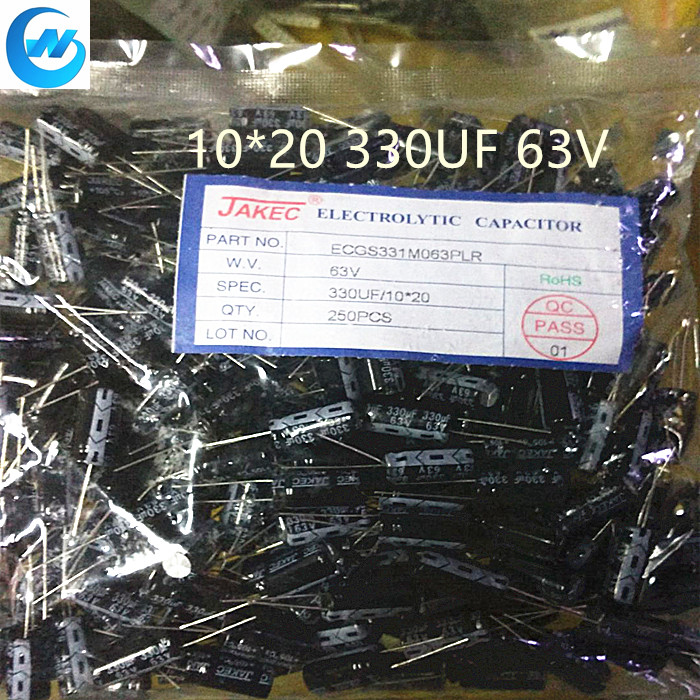 In-line aluminium electrolytic capacitor 63V 330UF 10 * 20 volumetric pack of 250 only = RMB60  -Taobao