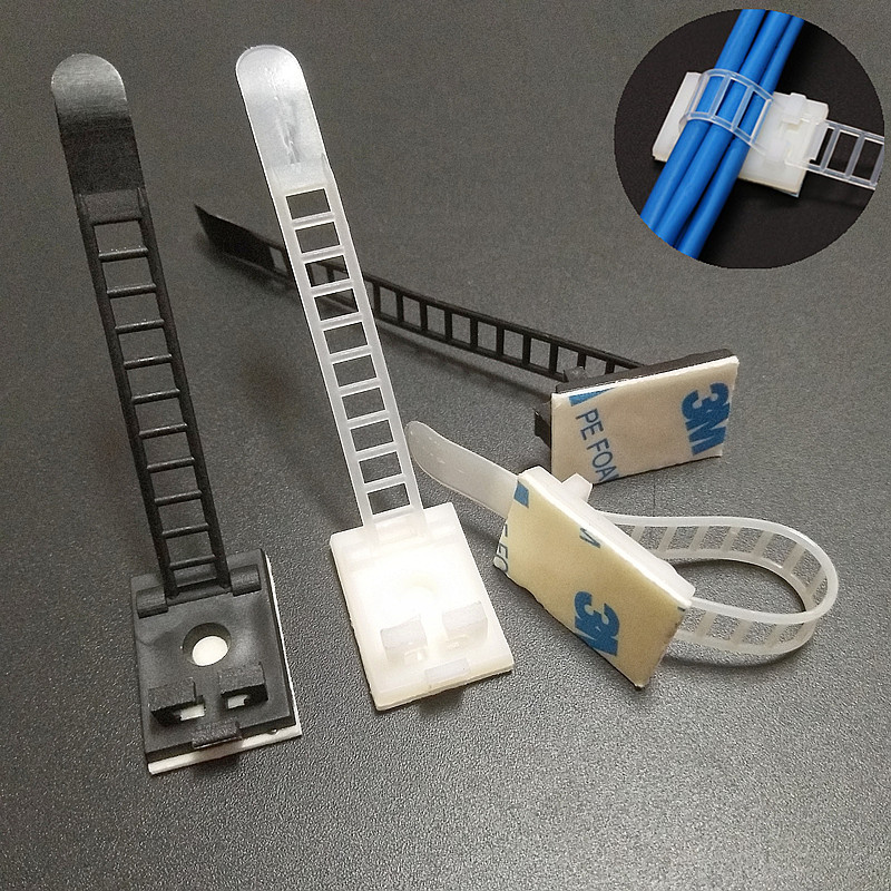 3m Adhesive Cable Organizer Fixing Clip Self-Adhesive Wire Clip Tie Strap Network Cable Routing Plastic Clip No Drilling Required