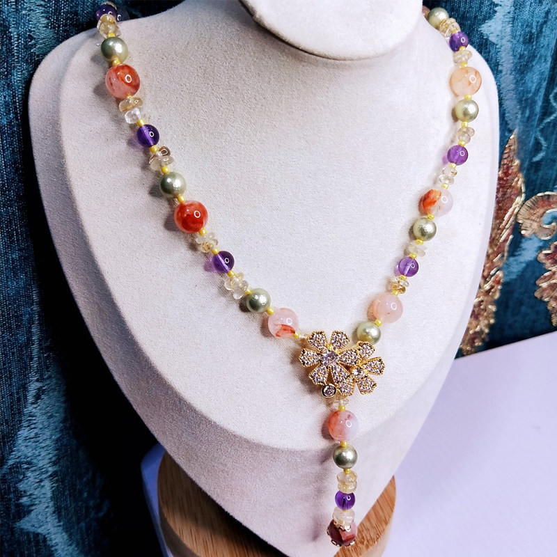 Design Service Natural Crystal Cotton Bay Necklace custom straight sowing room See in physical quantity Size shopping for friends