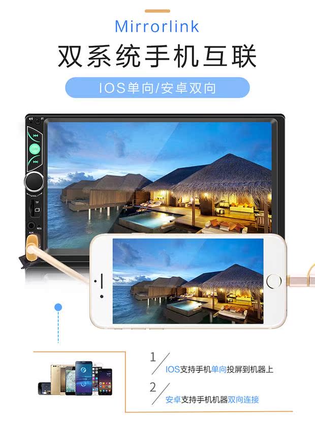 máy chiếu mini Xe màn hình điện dung HD bảy ​​inch Máy nghe nhạc Bluetooth MP5 Máy chủ lưu trữ âm thanh trục chính đôi cho CD / DVD - Trình phát TV thông minh model wifi