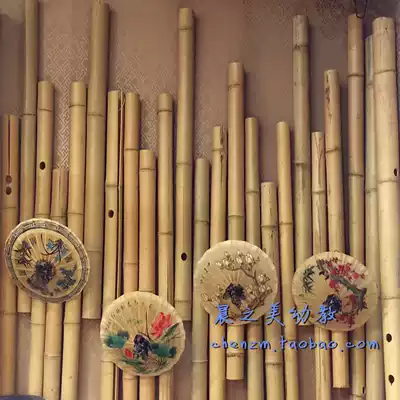 New Kindergarten Ring Chuang Materials Early Childhood Education Bamboo Bamboo Tube Ornament Hanging Bamboo Pole Fence Retro Wall Decoration