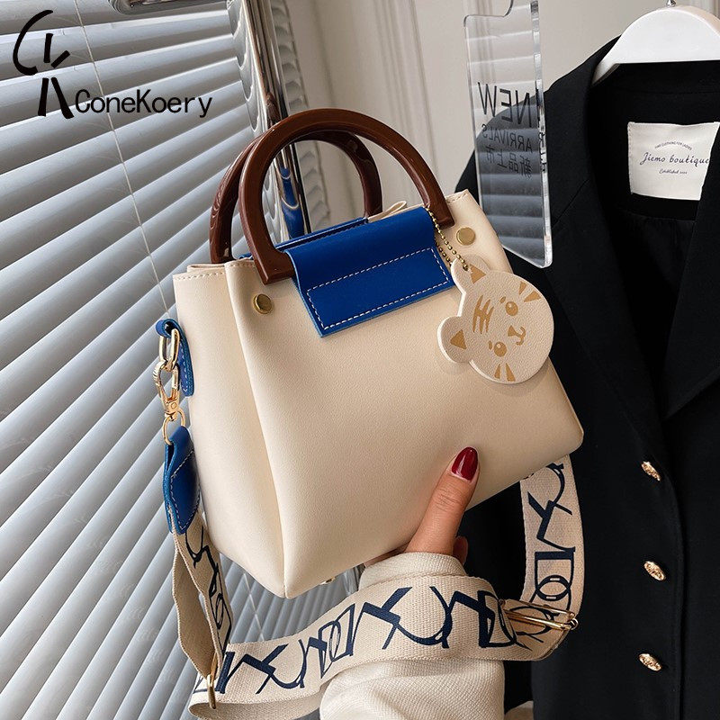 French Cone Koery leather small bag women's 2022 new trendy soft leather portable bucket bag messenger bag