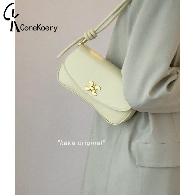 French Cone Koery leather bag women's 2022 new trendy fashion Korean version underarm all-match messenger bag