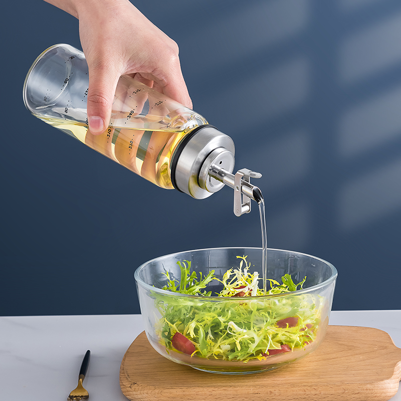 Kitchen Glass Oil Pot Home Automatic Opening And Closing Oil Spill Small Oil Bottle Soy Sauce Vinegar Bottle Sauce Bottle of Stainless Steel Oil