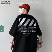 Zebra crossing short sleeve T-shirt mens Tide brand trend fat fat man plus size loose half sleeve shirt summer dress harbor style