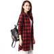 Plaid shirt women's long-sleeved 2024 spring and autumn pure cotton mid-length loose shirt plus size Korean style sun protection clothing