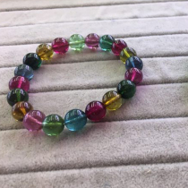 Tourmaline bracelet female Brazilian tourmaline hand string single circle crystal transparent candy color rainbow tourmaline bracelet live