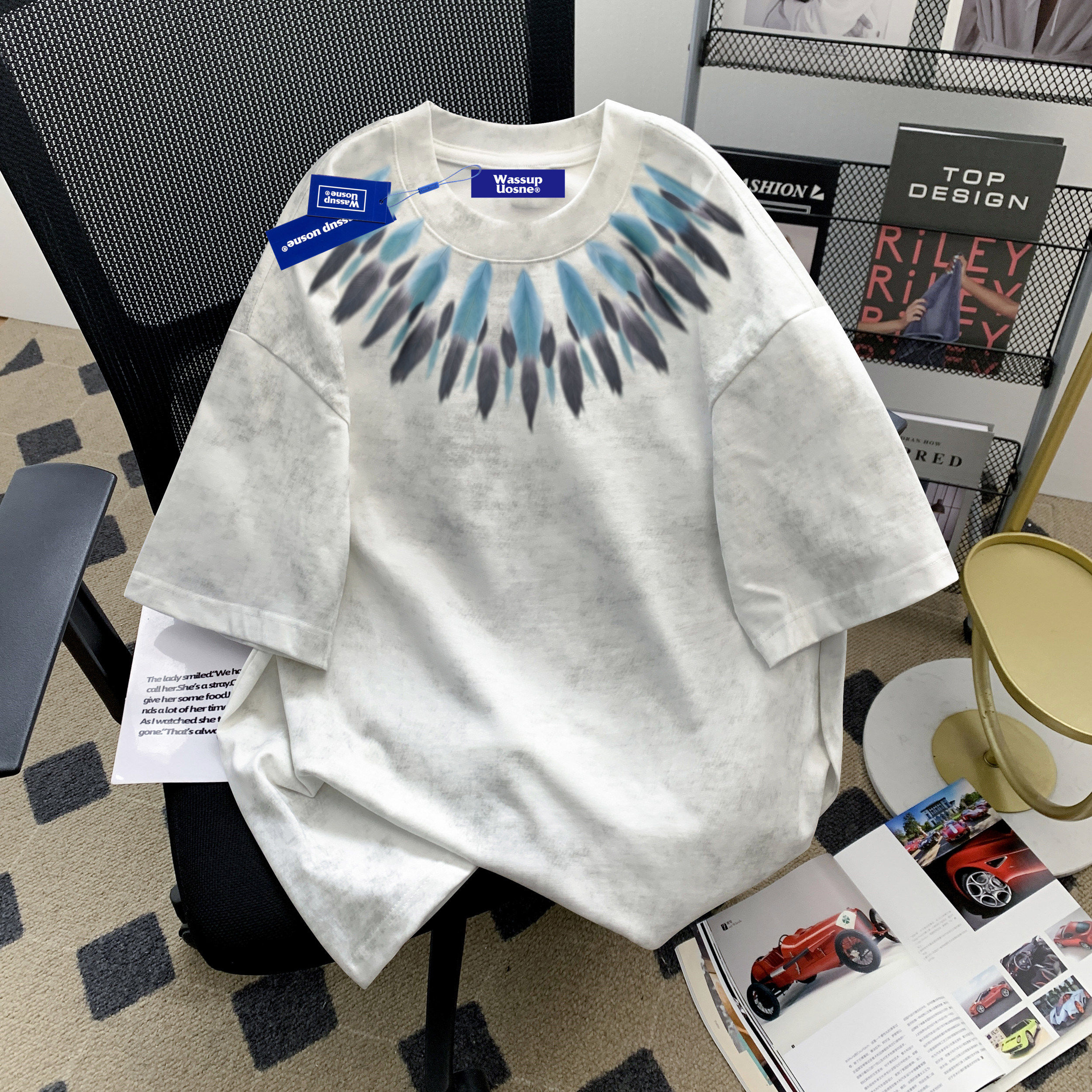 民族风水印花~纯棉美式短袖t恤男女2026新款春夏季情侣装半袖上衣