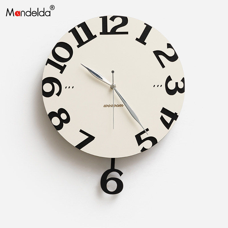 Mandeda punch-free домашние часы в стиле ар-деко с маятником, настенные часы для гостиной, креативный новый стиль 2025 Изображение 1