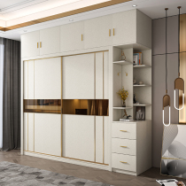 Nordic ecological paint-free sliding door wardrobe all solid wood bedroom household sliding door cabinet multi-layer panel leader wardrobe