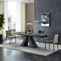 Italian rock board dining table household small apartment folding table Dining Table Table and Chair combination telescopic dining table rectangular