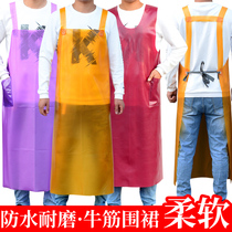 Thickened abrasion resistant waterproof apron lengthened for men and women Kitchen Aquatic Work Served Bull Fascia Acid-Base Resistant Oil Leather Apron