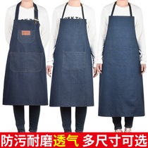 Denim Apron factory work labor-protection anti-fouling waistline electric welding thickened abrasion-proof surrounding pocket to enlarge denim cloth apron