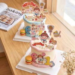 Children's Day Cake Decoration Cartoon 61 Boys and Girls Festival Acrylic Topper Red Scarf Baking Insert