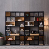 Modern iron art bookshelf Creative floor-to-ceiling living room shelf Office partition locker display rack Display shelf