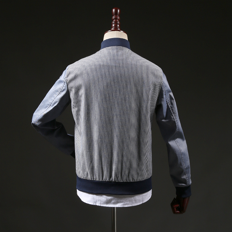2018 cắt chuẩn nam xuân mới áo khoác thời trang cotton sọc thường áo khoác bomber