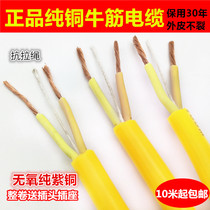 Power cord outdoor pure copper core waterproof beef tendon flexible cable 2 two double core 1 5 2 5 square sheath wire wire