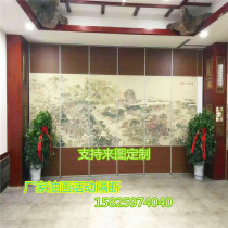 Waterproof oil painting movable wall sliding door partition restaurant landscape painting factory custom telescopic restaurant separation mobile screen