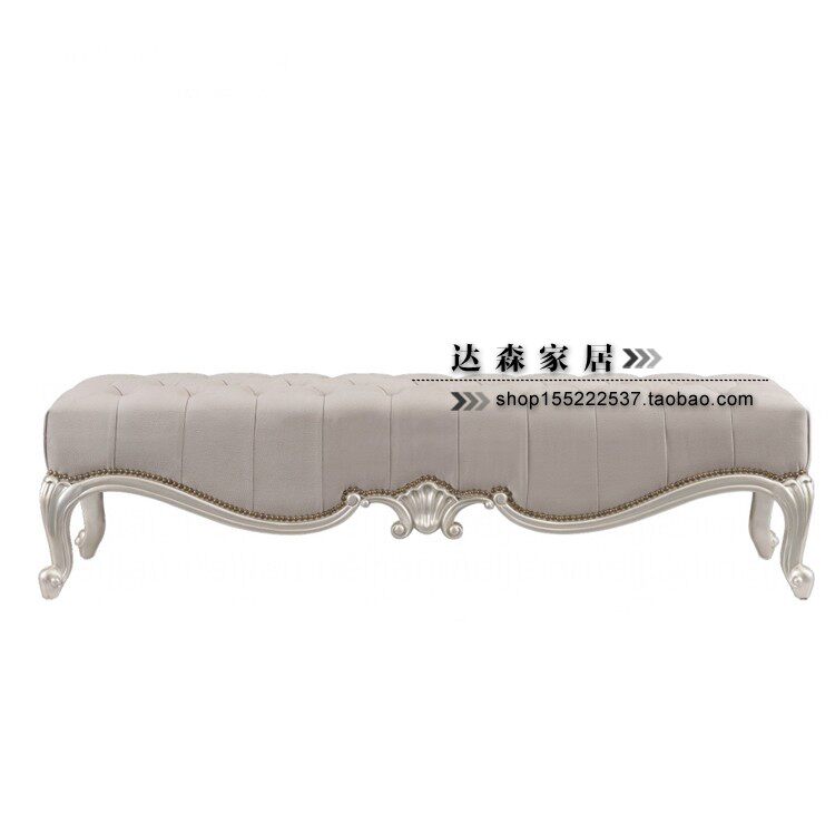 American light luxury bed end stool solid wood carved bedside stool door change shoe stool cloakroom bench net red sofa stool