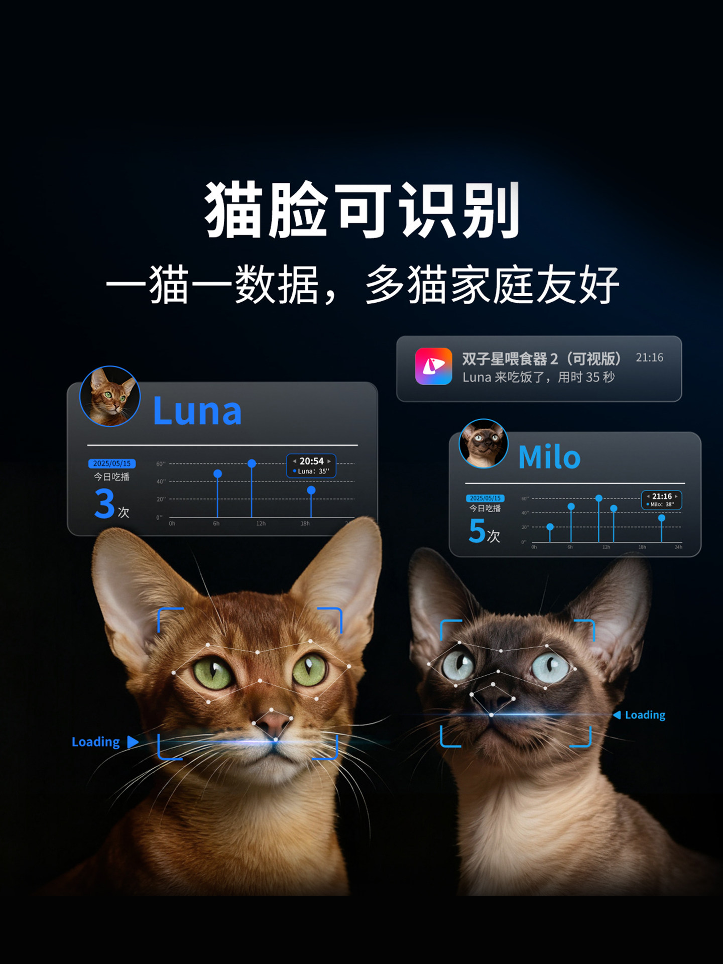 Xiaopei [New Generation Ai Vision] Dual-Compartment Automatic Feeder Smart Timed Feeder for Cats and Dogs