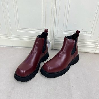 Square toe solid color thick sole thick heel short boots chelsea boots