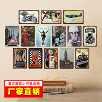 Retro nostalgic industrial wind small tin painting restaurant milk tea shop bar barber shop wall creative decoration