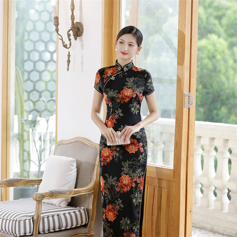 shanghai dress modern Hanfu Modern Classical China Shanghai Dress Retro Jacquard Flower Surface Qipao