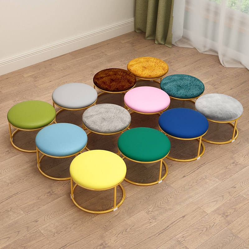 Small stool short stool for home change of shoes stool fabric bench creative living room round stool subnet red Nordic light lavish mushroom stool