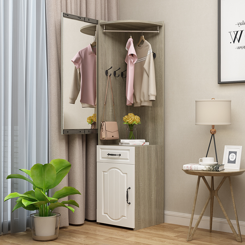 Minimalist Hyundai European-style clothing hat rack floor wall angle hanging hanger shoe cabinet clothes rack clothes rack body full body mirror