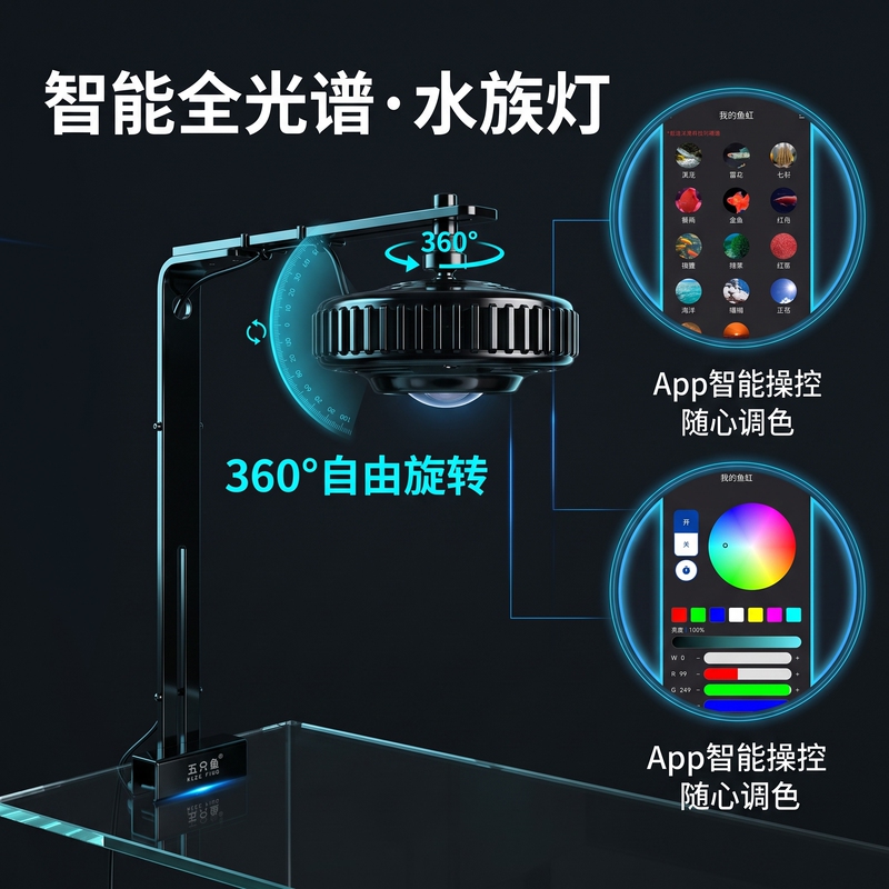Five Fishes All-Aluminum Ufo Light Xp5 Mobile App Control Wrgb Dimming and Color Adjustment High-Brightness Cob Lamp Beads 60W80W Five Fishes All-Aluminum Ufo Light Xp5 Mobile App Control Wrgb Dimming and Color Adjustment High-Brightness Cob Lamp Beads 60W80W