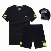 Bộ đồ thể thao nam mùa hè quần short ngắn tay tùy chỉnh tập thể dục chạy bộ quần áo thấm mồ hôi thoáng khí giải trí hai mảnh bộ thể thao nam adidas