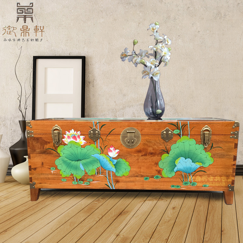 Đầy đủ thơm long não gỗ hộp đám cưới hôn nhân sơn quần áo hộp lưu trữ hộp khóa hộp gỗ rắn sơn khắc retro độ ẩm - Cái hộp hộp gỗ đựng đồ