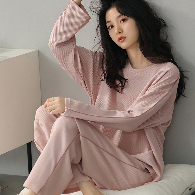 2022 new pyjamas ladies spring and autumn with long sleeves pure cotton outside wearing thin autumn and winter home in full cotton set group