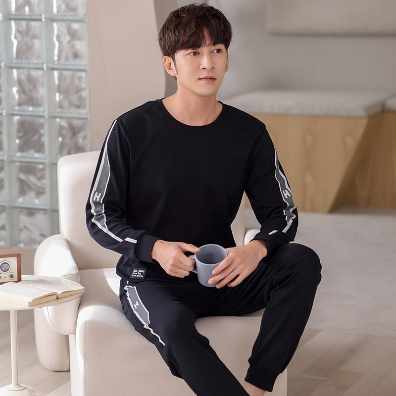 2022 new sleepwear men's spring and autumn clothes pure cotton long sleeve autumn winter thin section men's all-cotton home suit suit