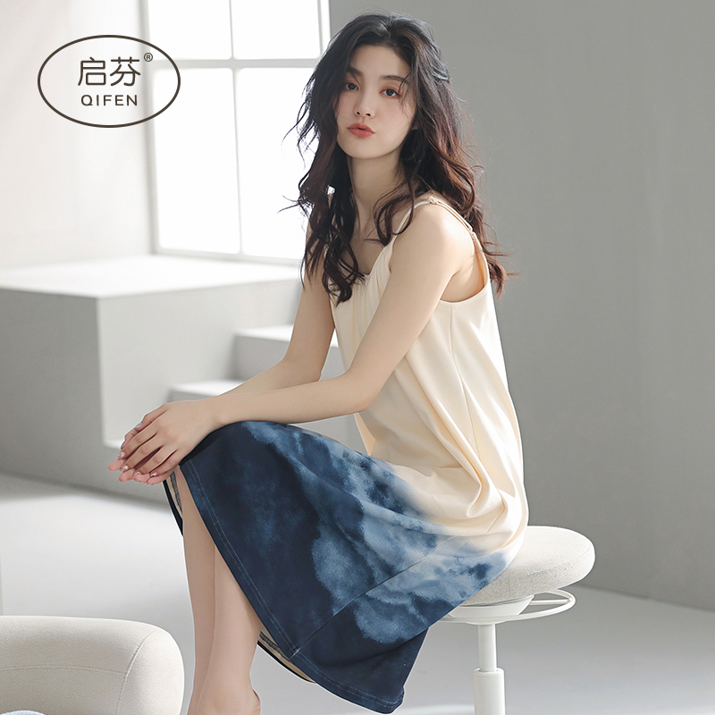 Summer sling nightdress women's pure cotton 2022 new thin section pure lust pajamas summer style net red home service summer