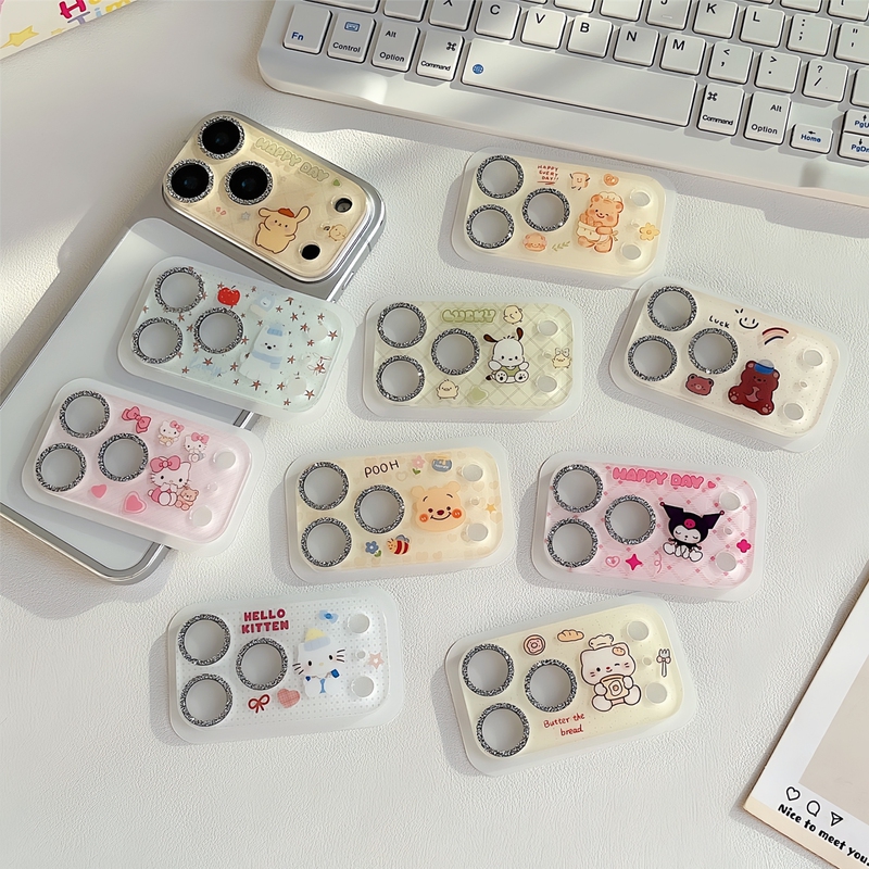 Cartoon Cute Glitter Lens Film Suitable for iPhone 17 Pro Decorative Pattern Apple 17 Pro Max Lens Sticker Base Camera Integrated Full Coverage 17Pm Phone Camera Protective Film