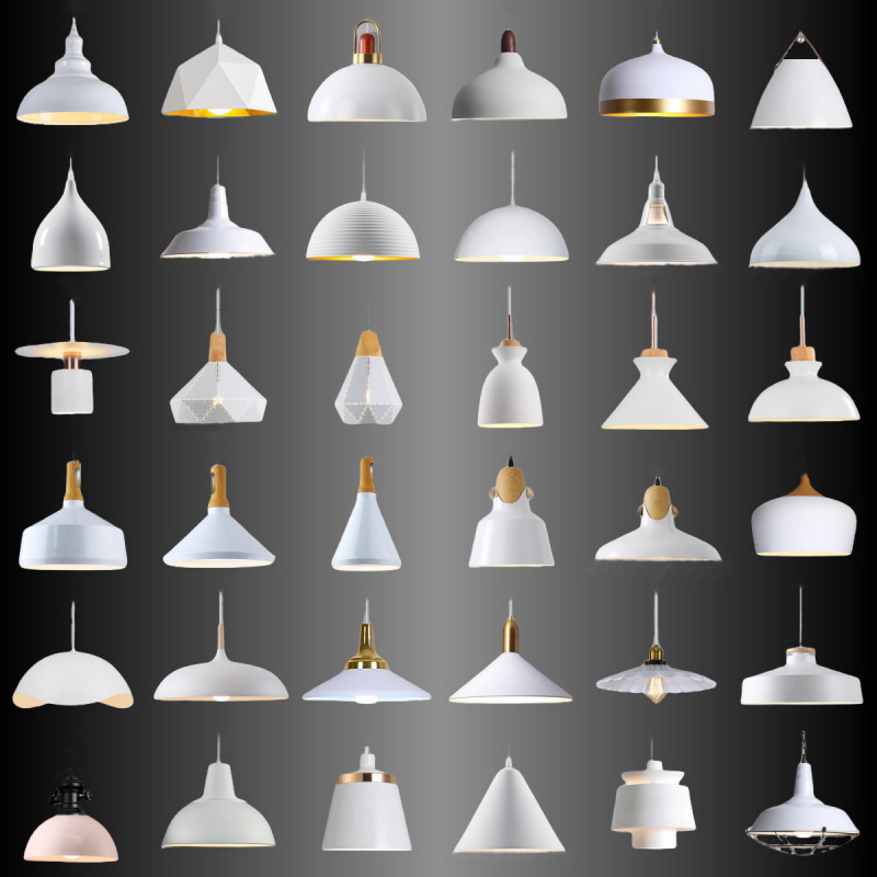 White Nordic Pendant Light, Creative and Unique Single-Head, Simple Modern Led Dining Bar Table Lamp, Iron Art Pot Lid Lampshade