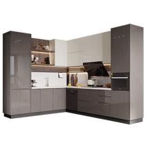 Oppein kitchen kitchen cabinet integrated cabinet customized home kitchen stove integrated cabinet quartz stone countertop kitchen cabinet customized