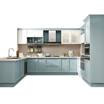 Oppein integrated cabinet custom kitchen cabinet 17800 package modern open quartz stone countertop stove cabinet