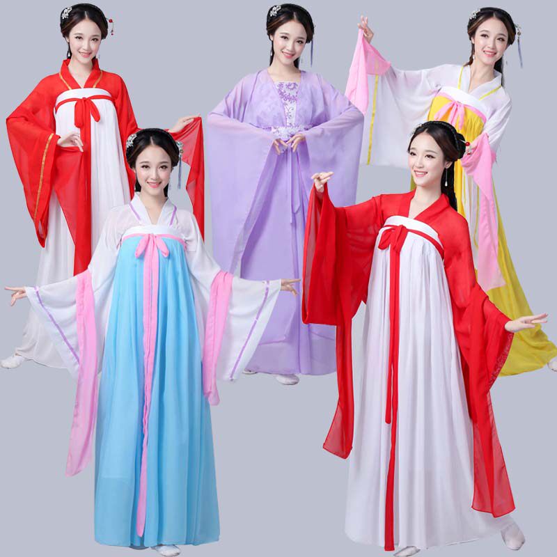 Female students'ancient clothes' costumes'princess' pair of lapels' skirt-chest fairy snow spinning fresh and fresh and elegant, broad sleeve Handmaid's Chinese wind 