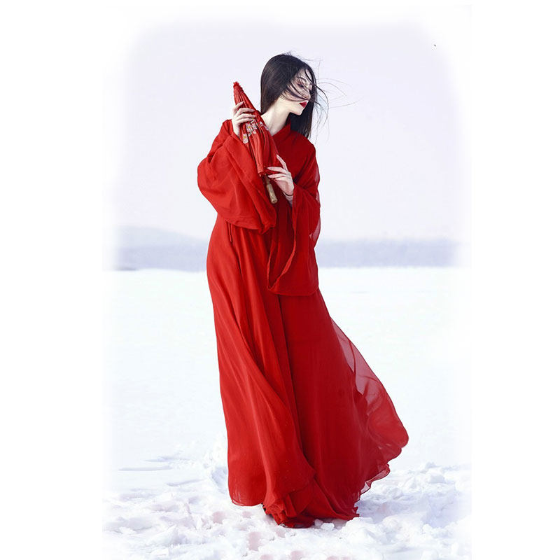 Hong Zhaoyuan ancient costume Hanfu summer clothing women's ancient style wide-sleeved Wei Jin style ancient costume female fairy elegant fresh and elegant student