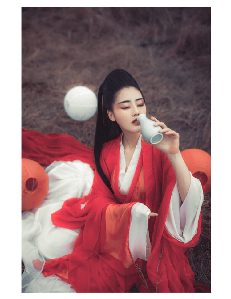 Wei Jin style Hanfu women's suit new ancient style Chinese style retro Hanfu female cosplay costume ancient red