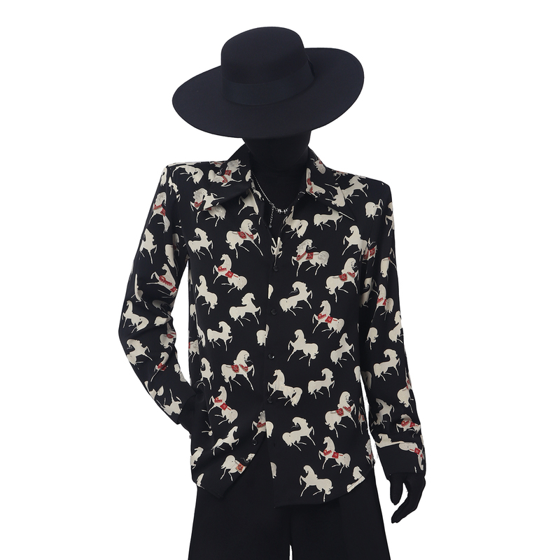 Blackclothes Year of the Horse Limited Edition Printed Long-Sleeved Shirt Men's Trendy Top Loose Drapey Personalized Shirt