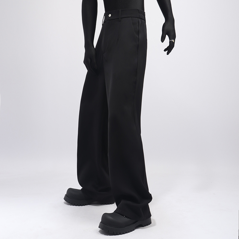 Black Clothes High-End Stylish Suit Pants for Men, Korean Style Loose Versatile Casual Straight Wide-Leg Dress Pants