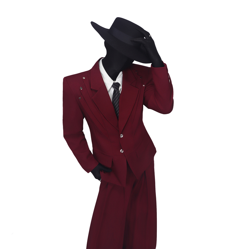 Blackclothes High-End Burgundy Blazer for Men, Autumn Original Men's Silhouette Waist-Cinching Casual Suit Trend Blackclothes High-End Burgundy Blazer for Men, Autumn Original Men's Silhouette Waist-Cinching Casual Suit Trend