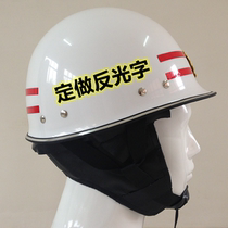 White rescue helmet earthquake protection firefighter helmet fire safety helmet with ear protection reflective words blue sky rescue