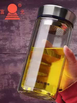 Fuguang glass large-capacity glass teacup Double-layer insulation portable household glass water cup creative with filter